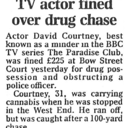 1990 12 13 telegraph fined £225 1. possession canabis 2. obstruction police officer