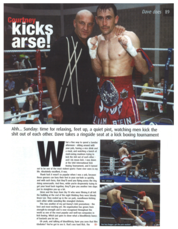 2000 8 front magazine dave courtney kicks arse. boxing 1