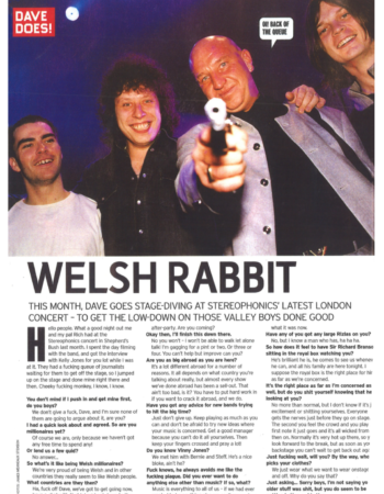 2000 front magazine. stereophonics
