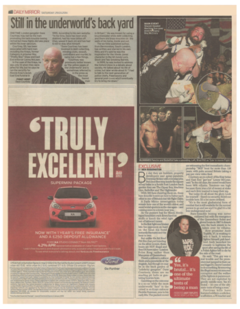 2014 3 29 daily mirror andy topliff promotes bkb event at dave courtney's camelot castle