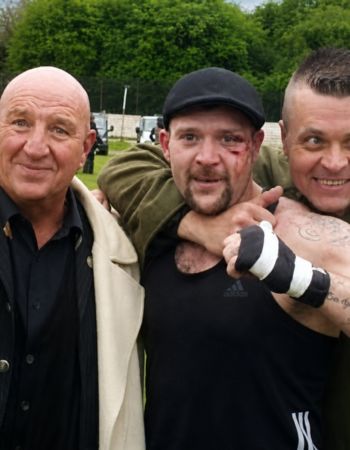 Dave, Dale 'Pit King' Jones and brother RY (right) dave courtney rotherham greyhound stadium bkb 2015 1